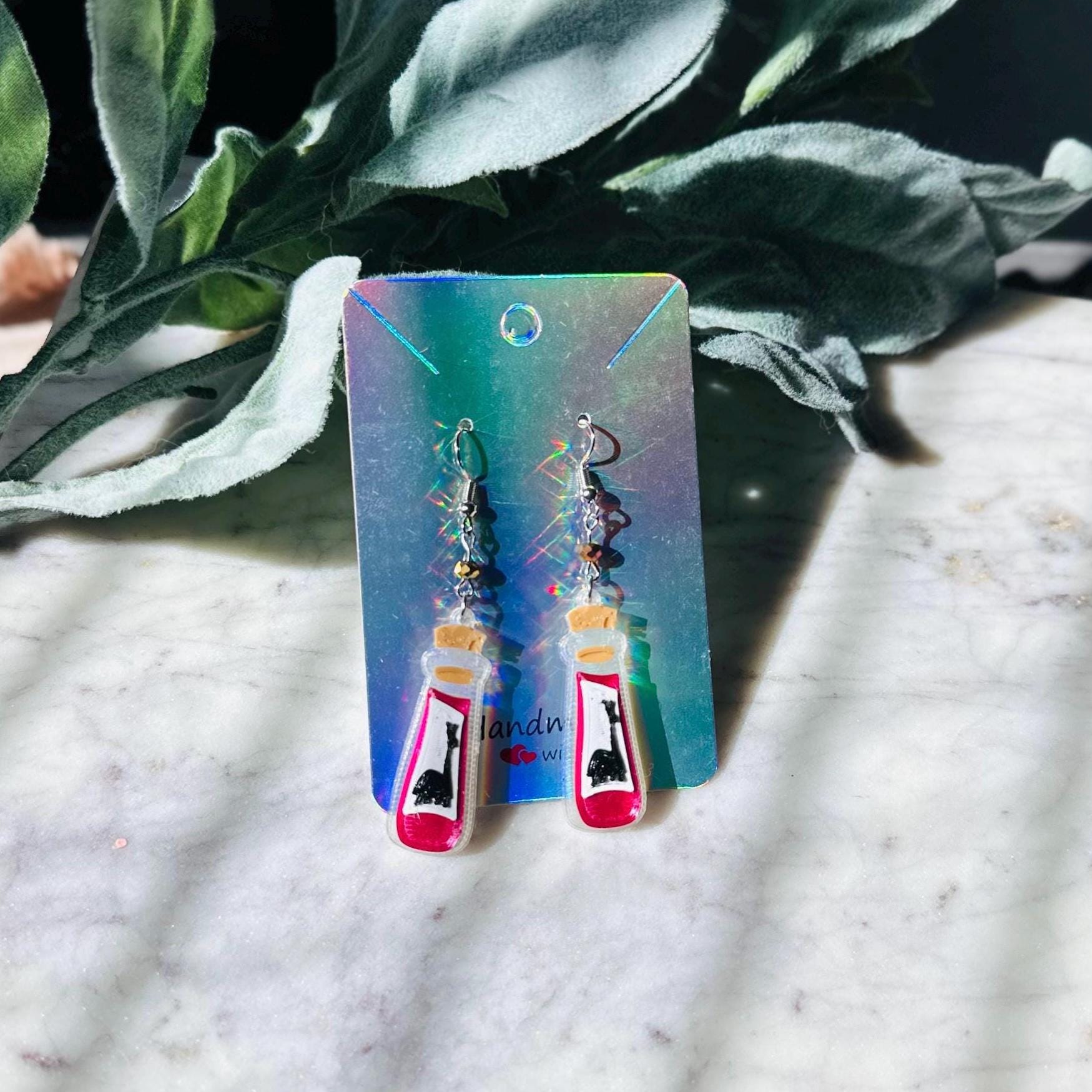 3D Emperor's New Groove Inspired Earrings - Kuzco Poison Earrings - Poison Bottle Keychain - Kuzco Earrings - Llama earrings
