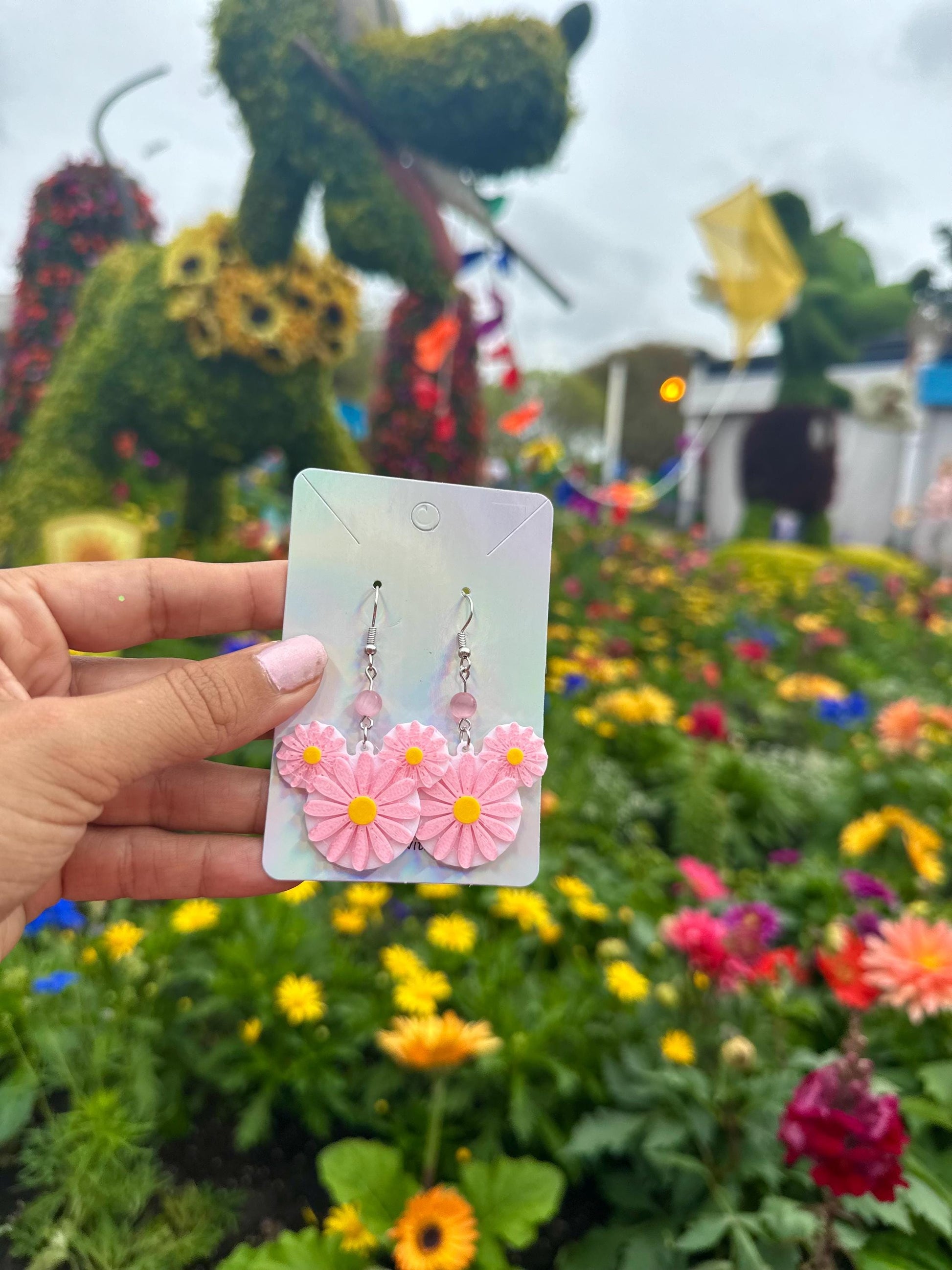 Wonderland Flower earrings - Alice in Wonderland Flowers Spring earrings - Epcot Flower & Garden - Topiary - Mickey Topiary