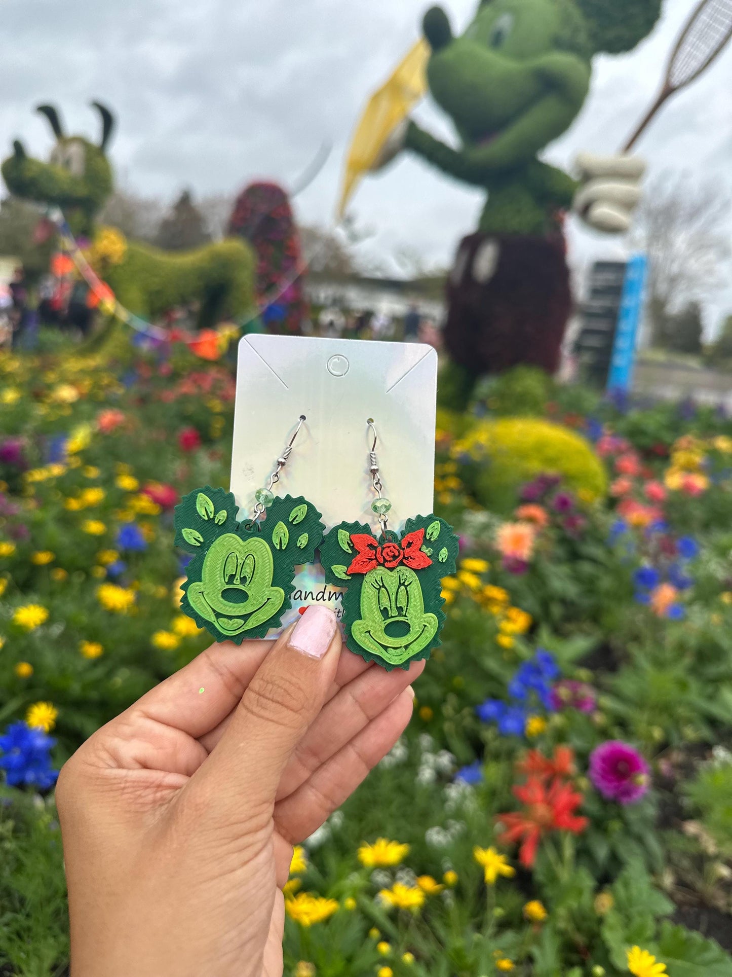 Wonderland Flower earrings - Alice in Wonderland Flowers Spring earrings - Epcot Flower & Garden - Topiary - Mickey Topiary