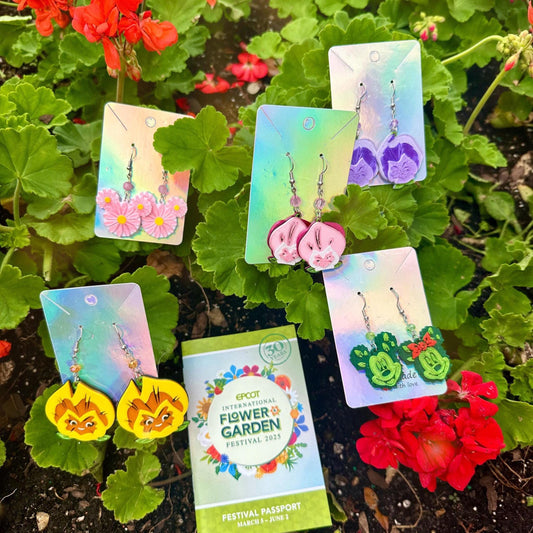 Wonderland Flower earrings - Alice in Wonderland Flowers Spring earrings - Epcot Flower & Garden - Topiary - Mickey Topiary