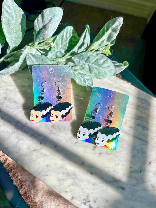 Bride of Frankenstein Earrings: 3D Printed Monster Jewelry