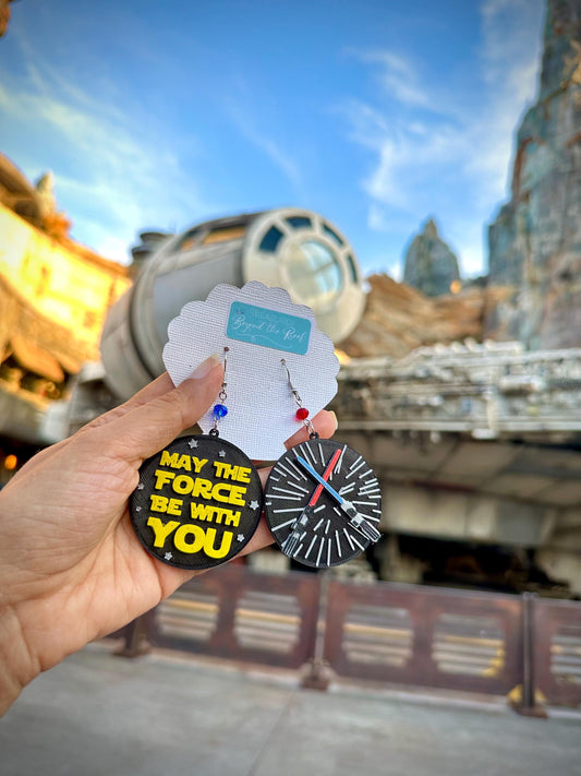 May the Force be with you Earrings - 3D printed Star Wars earrings - May the 4th earrings - Lightsaber earrings - May the Force - Galaxy Edg