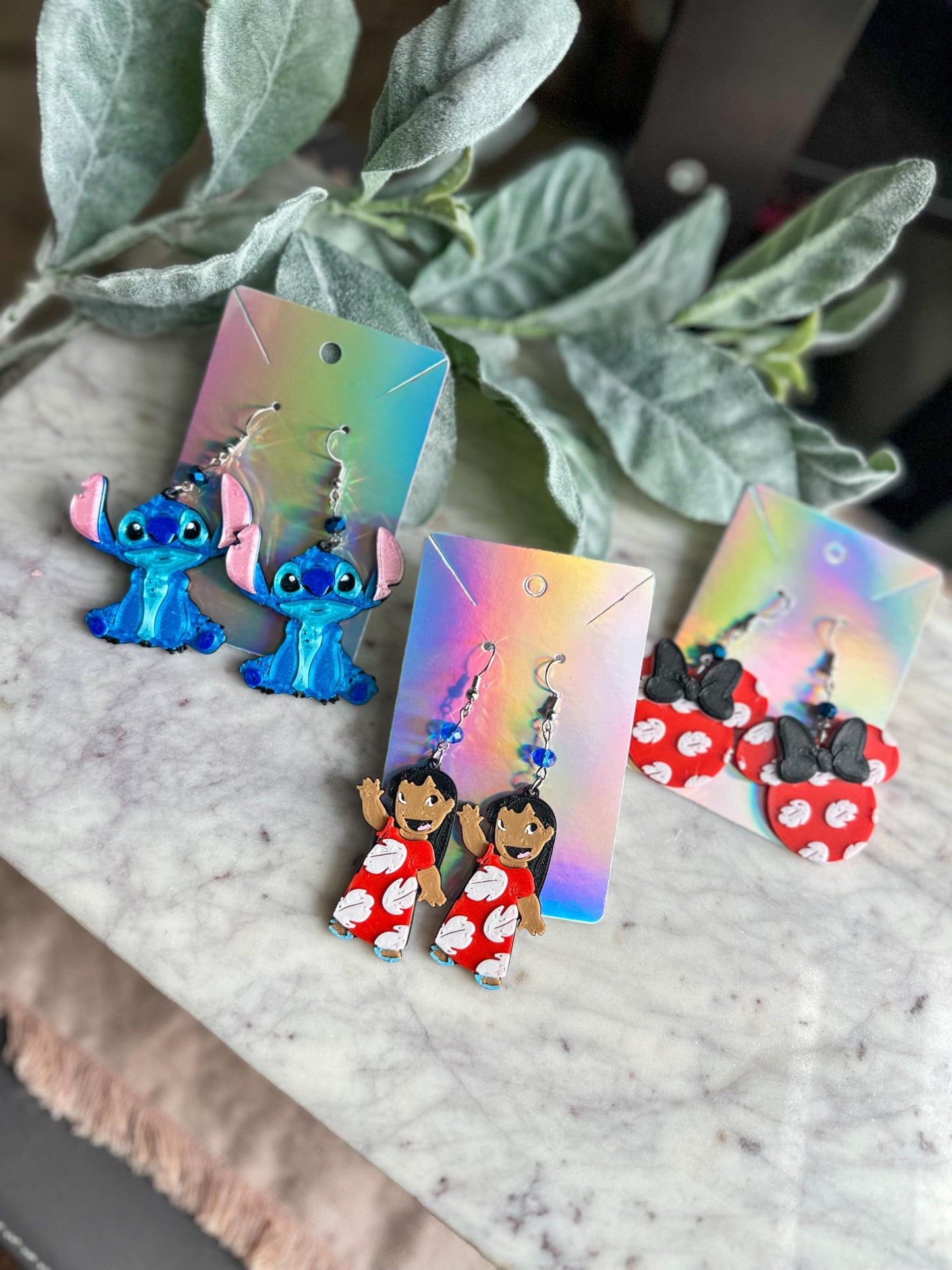 3D Printed Lilo & Stitch Earrings: Ohana Inspired PLA Plastic Jewelry