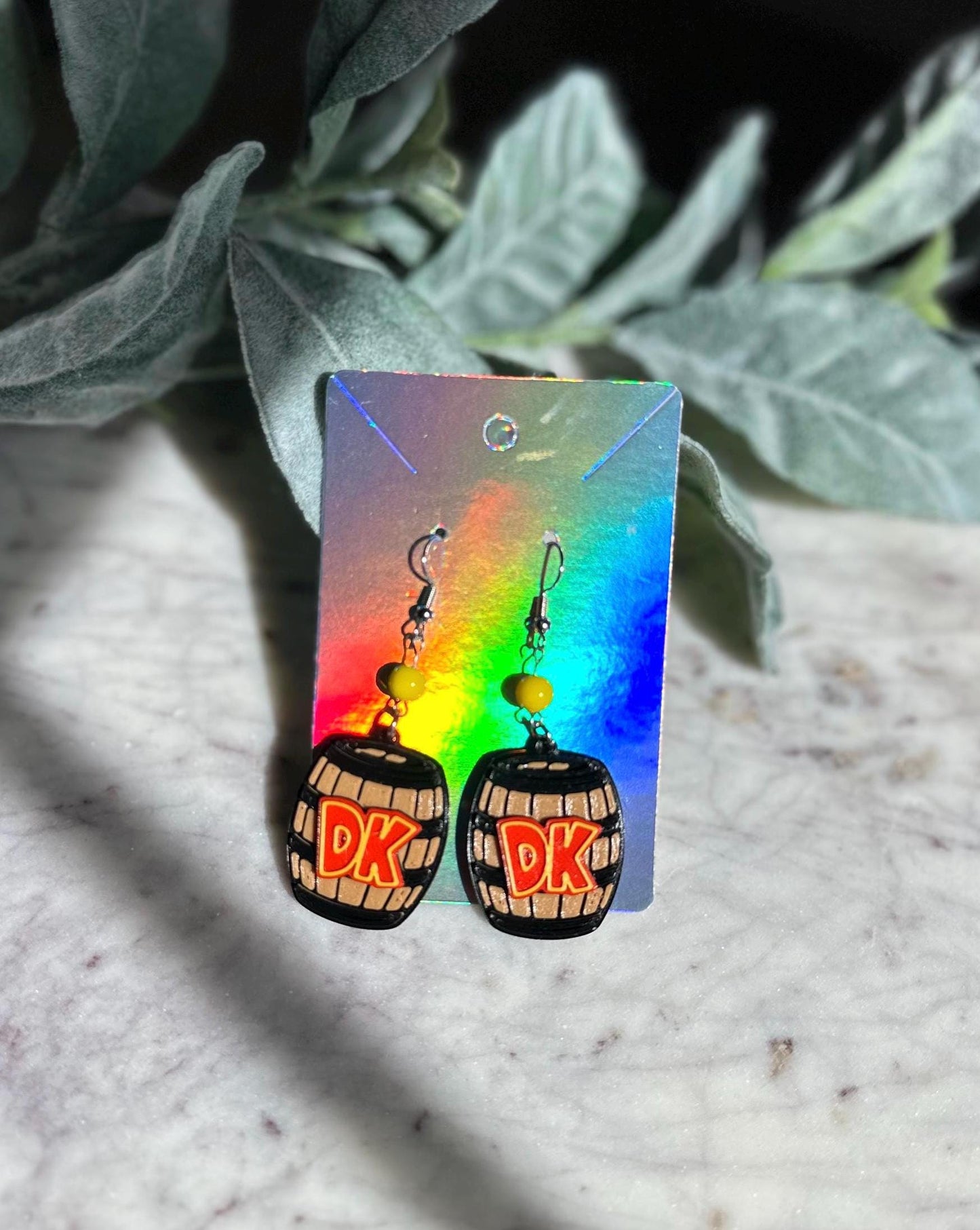 Donkey Kong Inspired Earrings - 3D printed Donkey Kong Country - Banana earrings DK Barrel - Epic Universe earrings