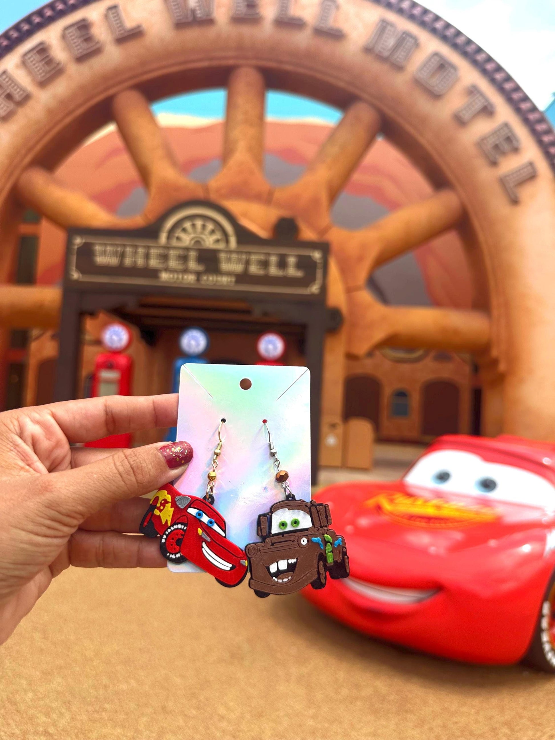 3D Printed Cars Movie Earrings: Lightning McQueen, Mater, Piston Cup