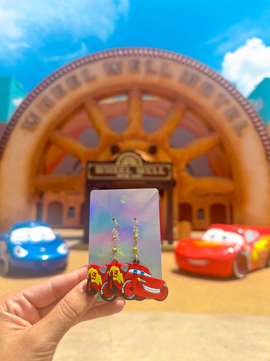 3D Printed Cars Movie Earrings: Lightning McQueen, Mater, Piston Cup