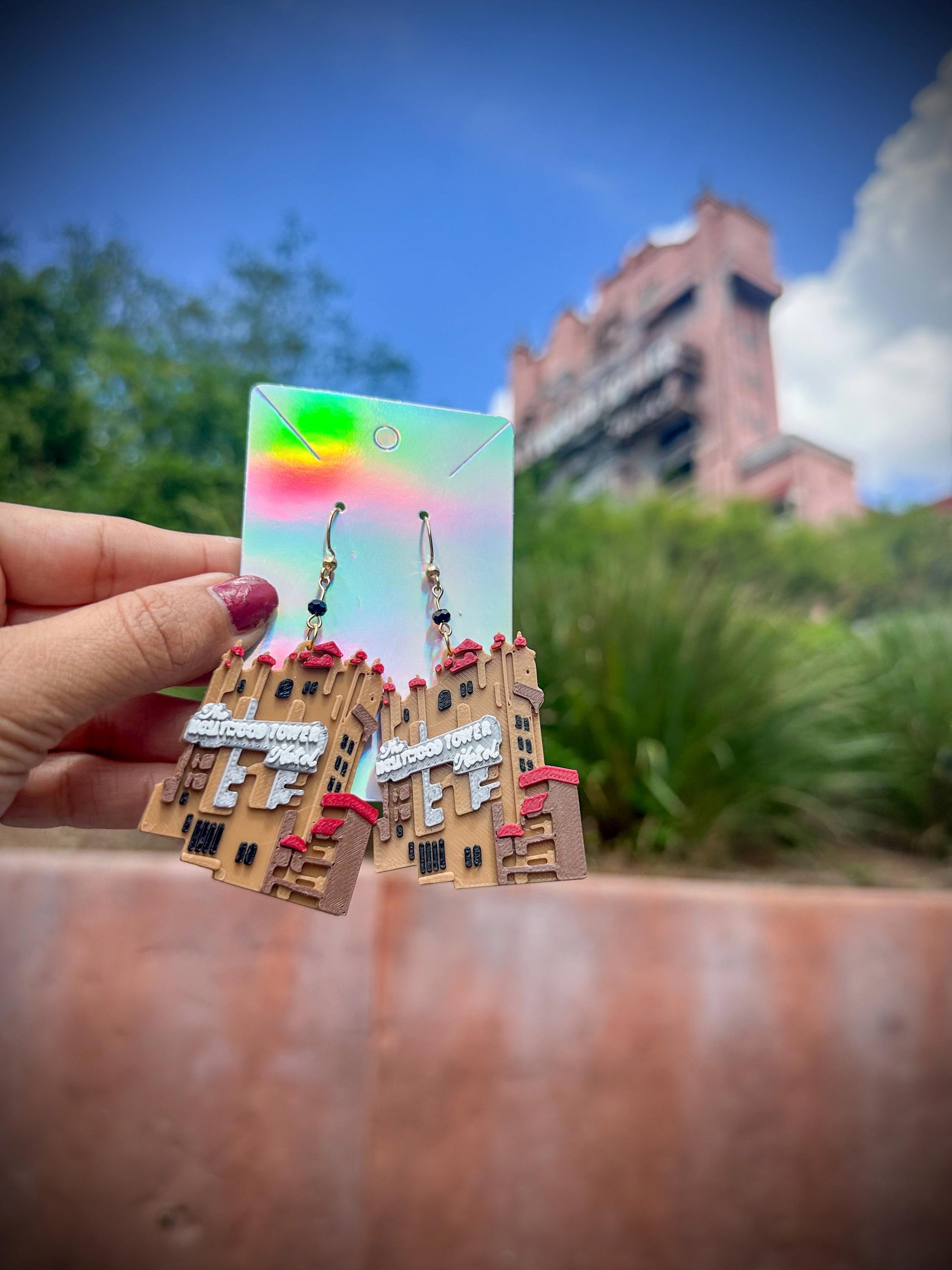 3D Printed Tower of Terror Earrings - Hollywood Studios Inspired