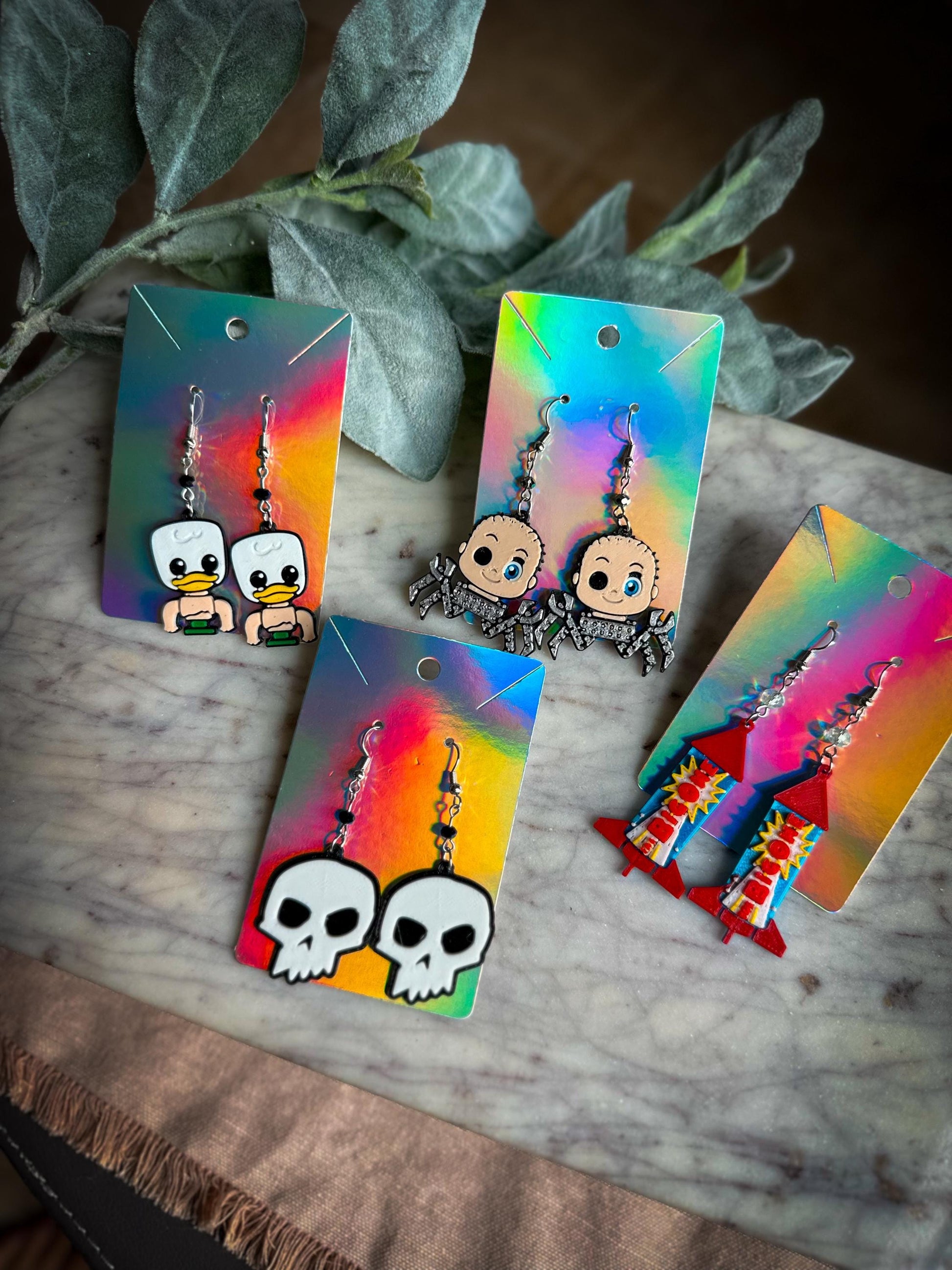 Toy Story Sid Inspired earrings - Sid Toy earrings - Baby Face, Ducky, the big one - Toy Story 3D printed earrings - Goth Disney