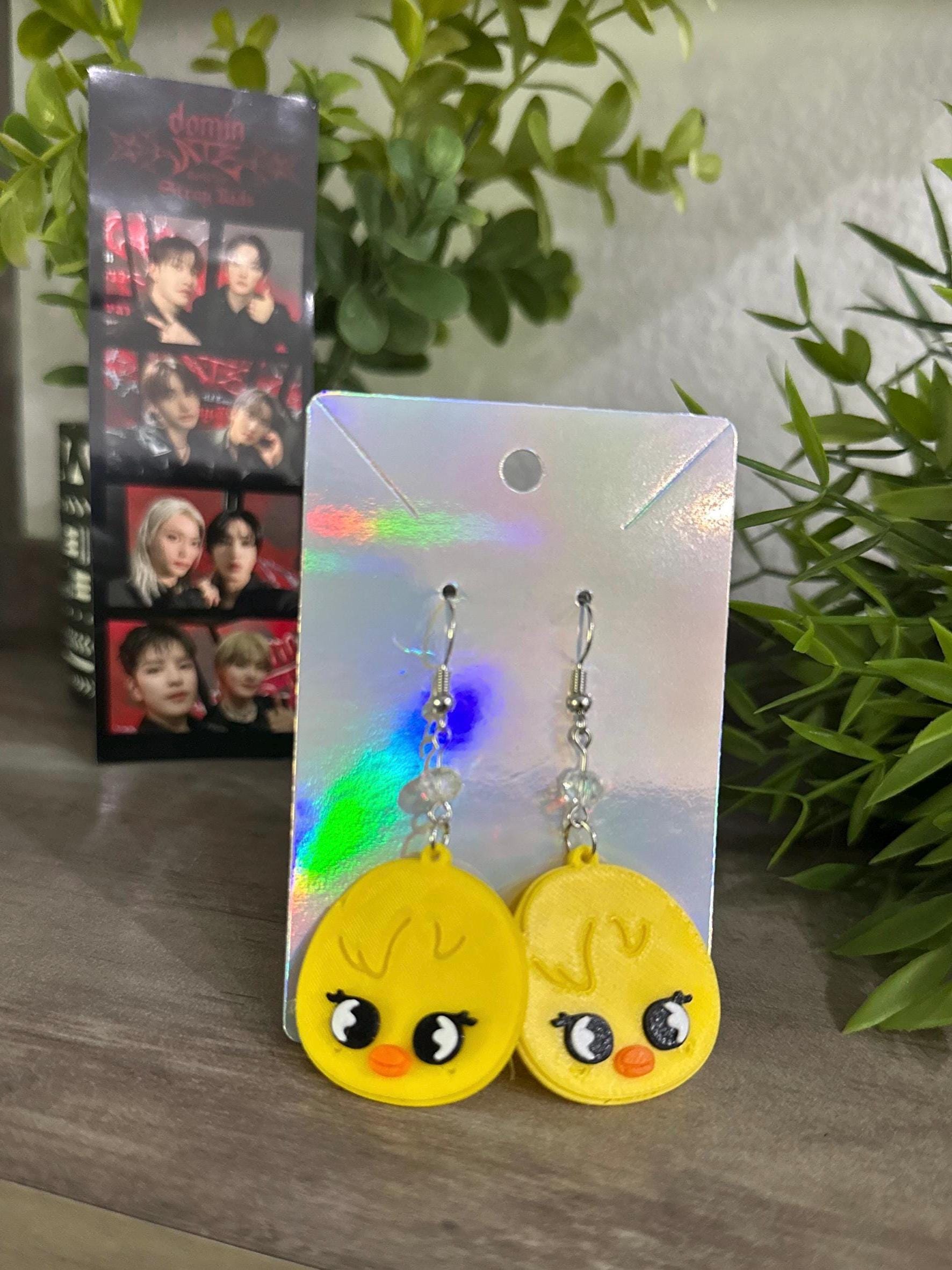 SKZOO Earrings: 3D Printed Kpop Stray Kids - Wolf Chan, Bbokari