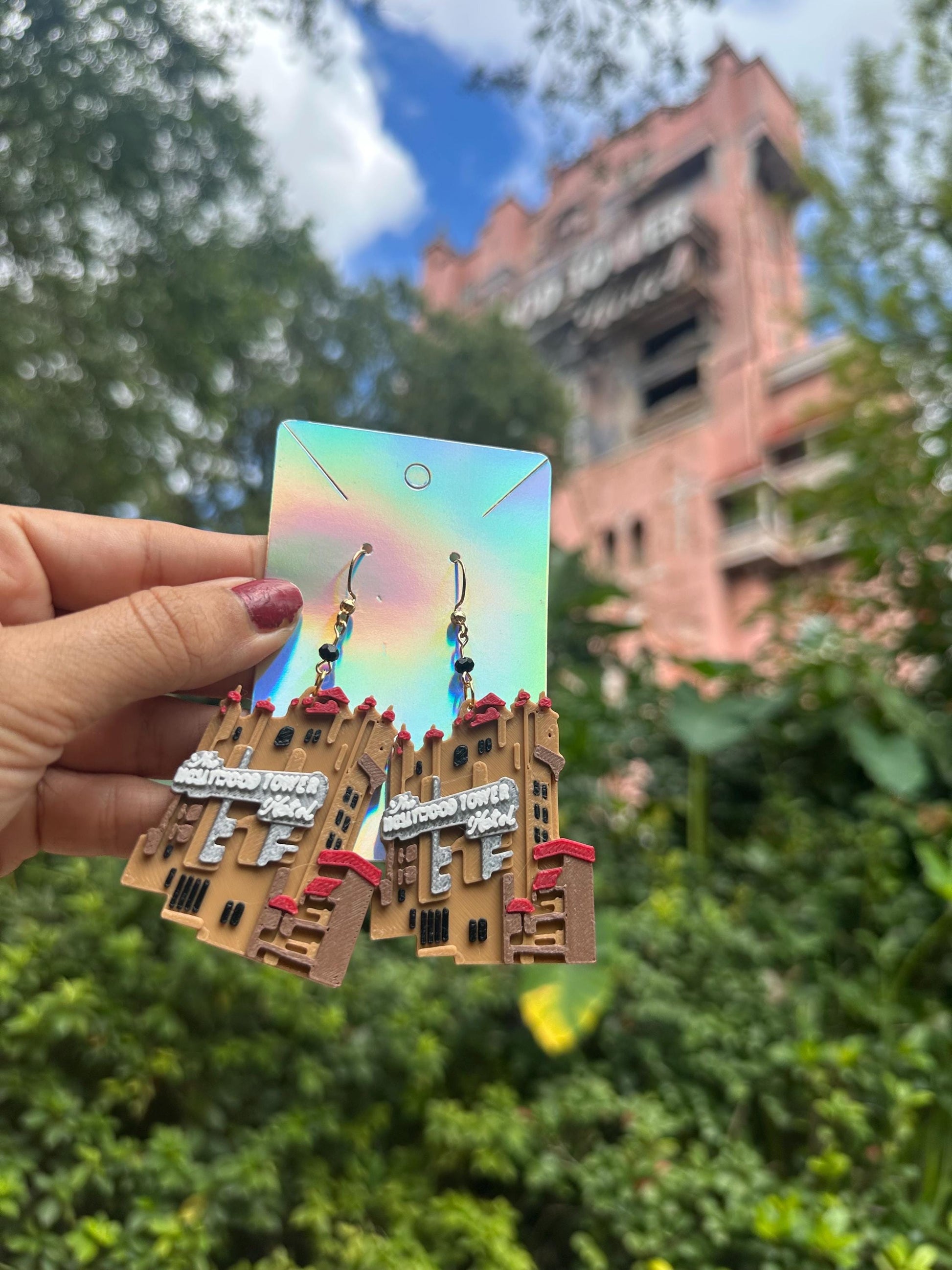 3D Printed Tower of Terror Earrings - Hollywood Studios Inspired