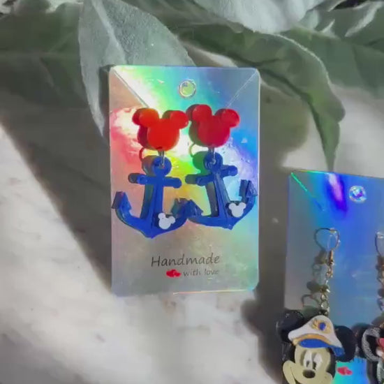 Captain Mickey & Minnie earrings - Disney Cruise Earrings - Disney Mickey Anchor earrings - Cruise Mouse earrings - Wish Treasure cruise