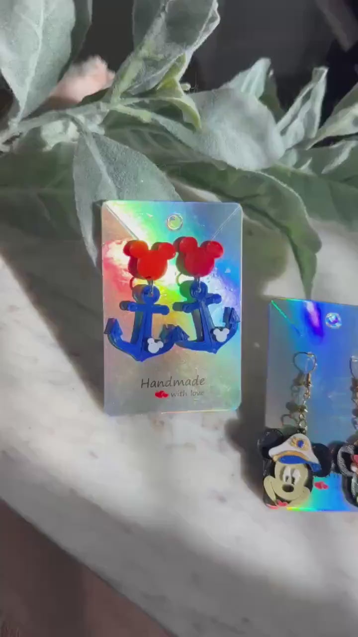 Captain Mickey & Minnie earrings - Disney Cruise Earrings - Disney Mickey Anchor earrings - Cruise Mouse earrings - Wish Treasure cruise