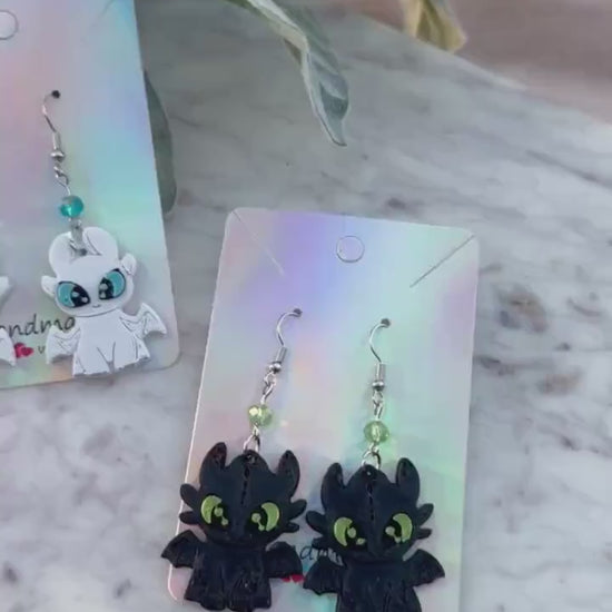 3D Printed Dragon Earrings: Toothless & Lightfury, Nickel-Free