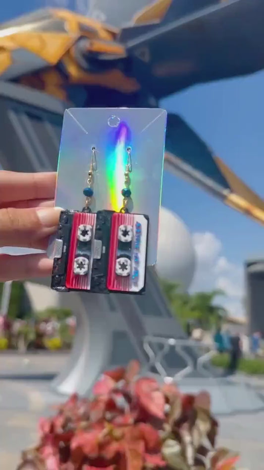 3D Printed Awesome Mix Tape earrings - Cosmic rewind - Guardians of the Galaxy earrings - Epcot earrings - Cassette Earrings