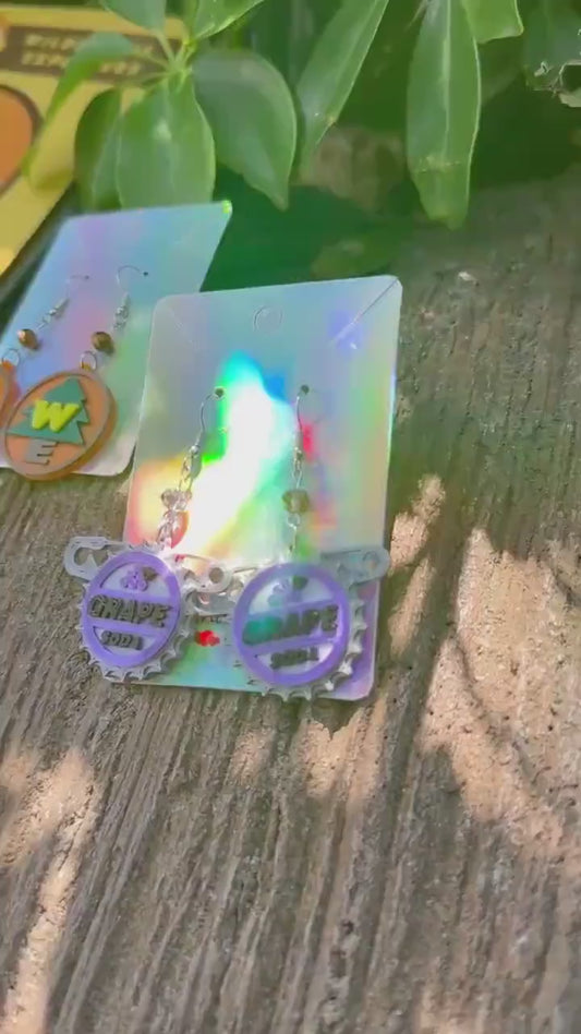 3D Printed Up Earrings - Wilderness Explorer Badge - Grape Soda pin earrings - Carl & Ellie earrings - Pixar fest