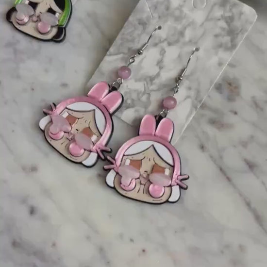 Crybaby Inspired Earrings - 3D printed cute baby earrings - Cute kawaii earrings - bunny - frog- Bunny earrings