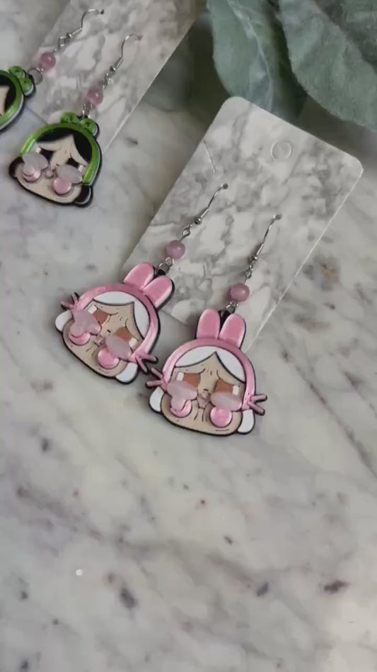 Crybaby Inspired Earrings - 3D printed cute baby earrings - Cute kawaii earrings - bunny - frog- Bunny earrings