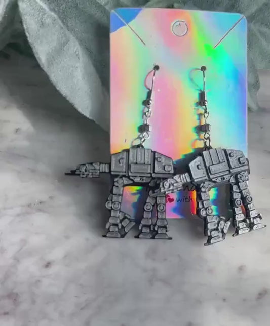 AT-AT Walker Earrings - 3D printed Star Wars earrings - May the 4th earrings - Galatic Empire First Order
