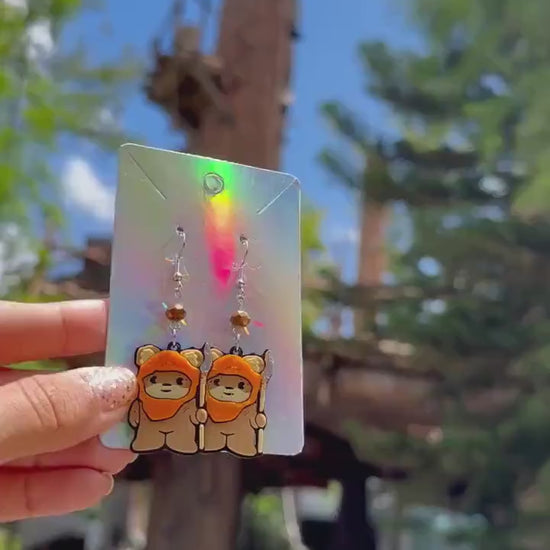 Ewok earrings - 3D Printed earrings - Star Wars inspired earrings - Galaxy’s Edge - May the force Ewoks