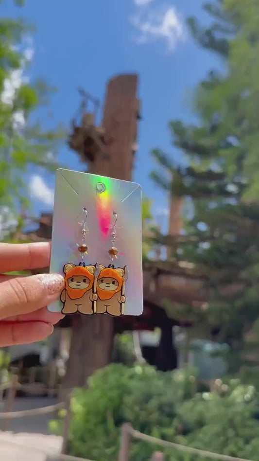 Ewok earrings - 3D Printed earrings - Star Wars inspired earrings - Galaxy’s Edge - May the force Ewoks