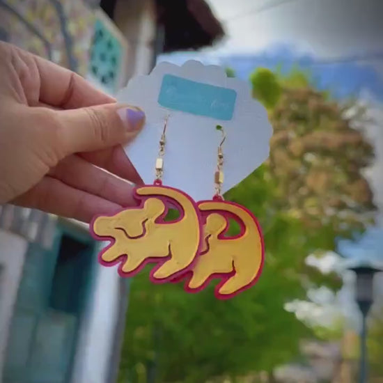 Lion King earrings - Simba Earrings-  Animal kingdom earrings - 3D printed Simba earrings