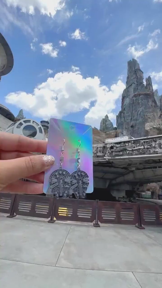 Millennium Falcon earrings - 3D Printed earrings - Star Wars inspired earrings - Galaxy’s Edge - May the force Falcon Earrings - Hyperspace