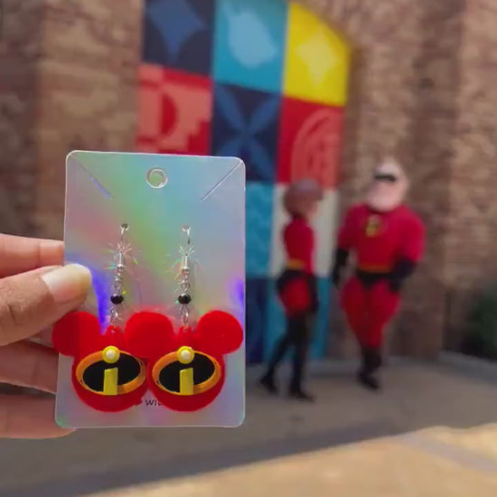 The Incredibles Mouse shaped 3D printed earrings - Disney Super family Earrings - Pixar fest