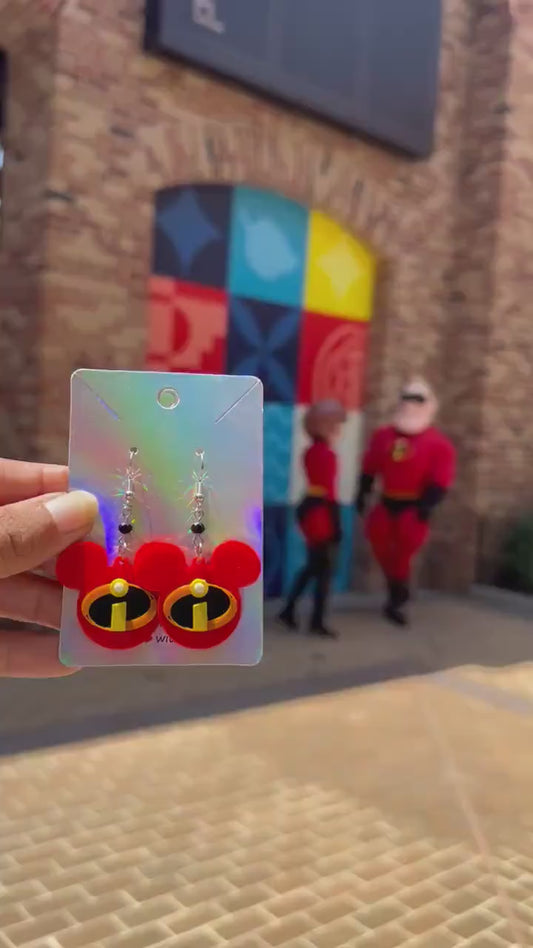 The Incredibles Mouse shaped 3D printed earrings - Disney Super family Earrings - Pixar fest