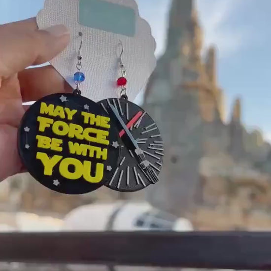 May the Force be with you Earrings - 3D printed Star Wars earrings - May the 4th earrings - Lightsaber earrings - May the Force - Galaxy Edg