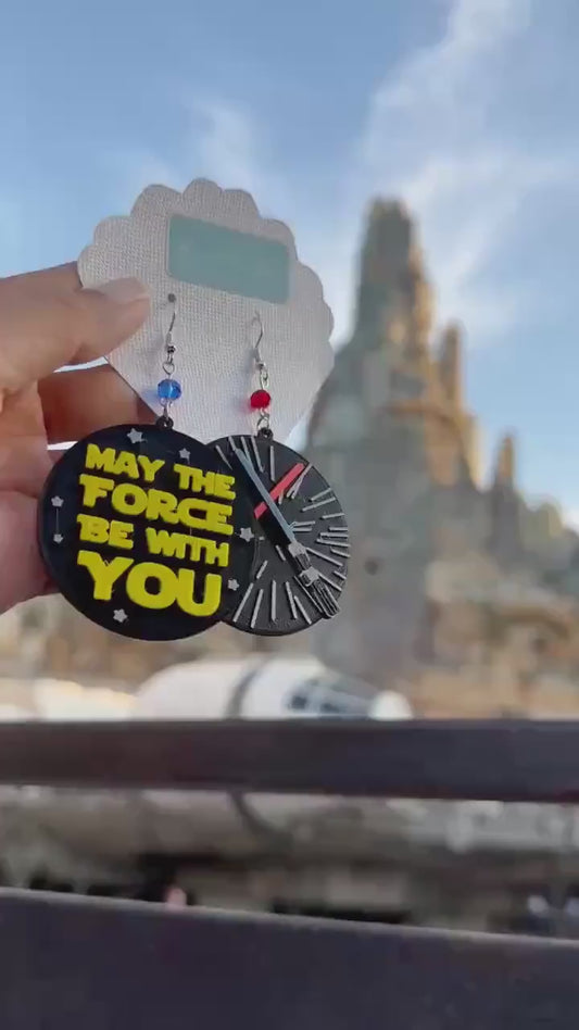 May the Force be with you Earrings - 3D printed Star Wars earrings - May the 4th earrings - Lightsaber earrings - May the Force - Galaxy Edg