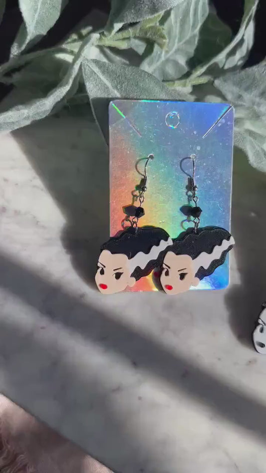 Bride of Frankenstein Earrings: 3D Printed Monster Jewelry