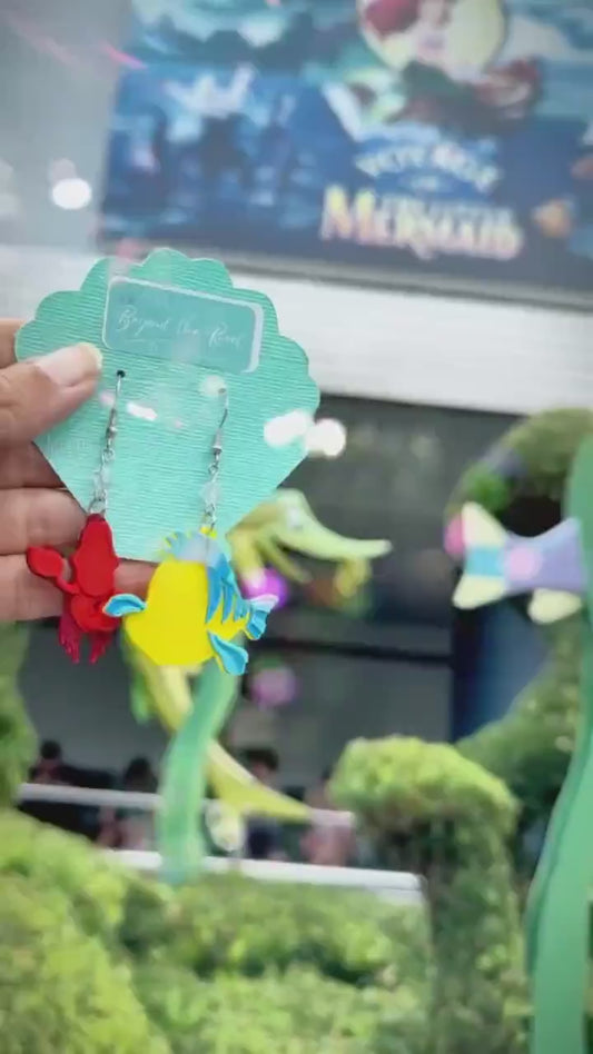 Flounder Earrings - Sebastian Earrings Ariel Inspired Earrings, 3D printed little mermaid earrings