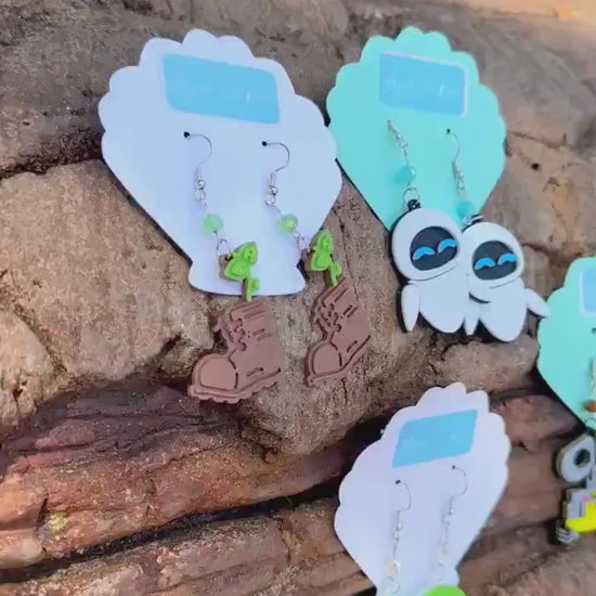 WALL•E Inspired earrings - 3D printed EVE earrings - WALL-E Plant earrings - Wall-e Directive Plant earrings - Animal Kingdom Earth Day