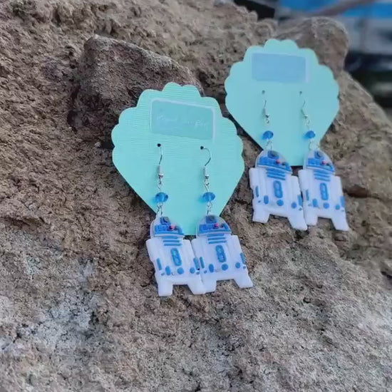 R2D2 3D Printed Earrings - Star Wars Droid Earring - R2D2 Earrings
