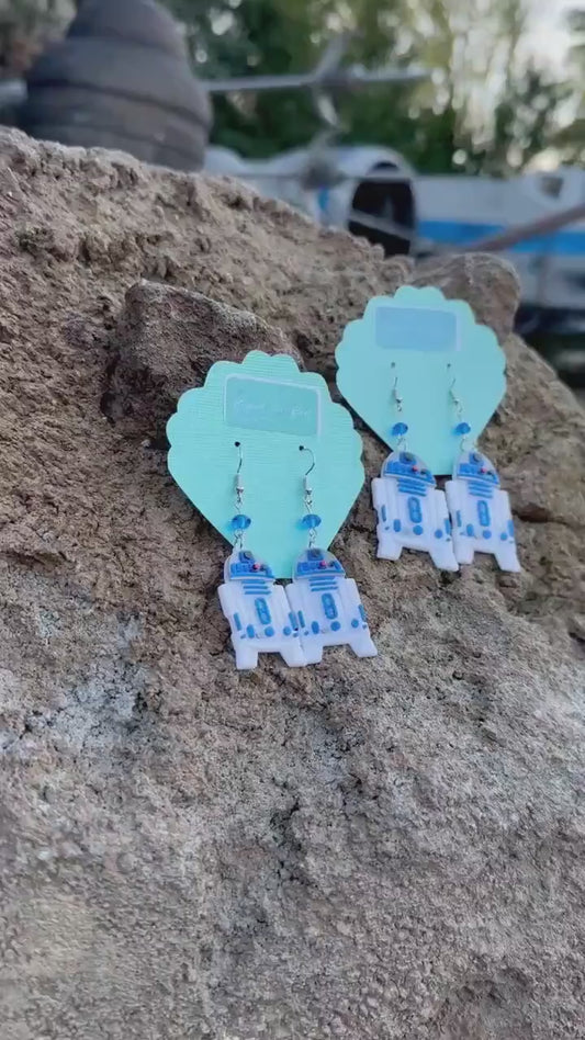 R2D2 3D Printed Earrings - Star Wars Droid Earring - R2D2 Earrings