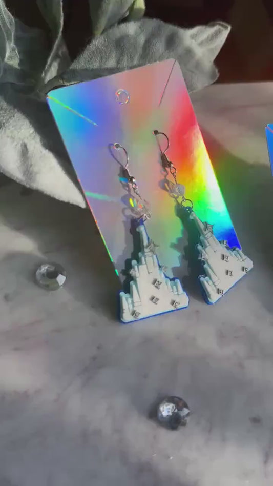 3D Printed Cinderella Castle Earrings: Starlight Parade Inspired
